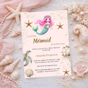 Mermaid Under the sea ocean animals Baby Shower Invitation