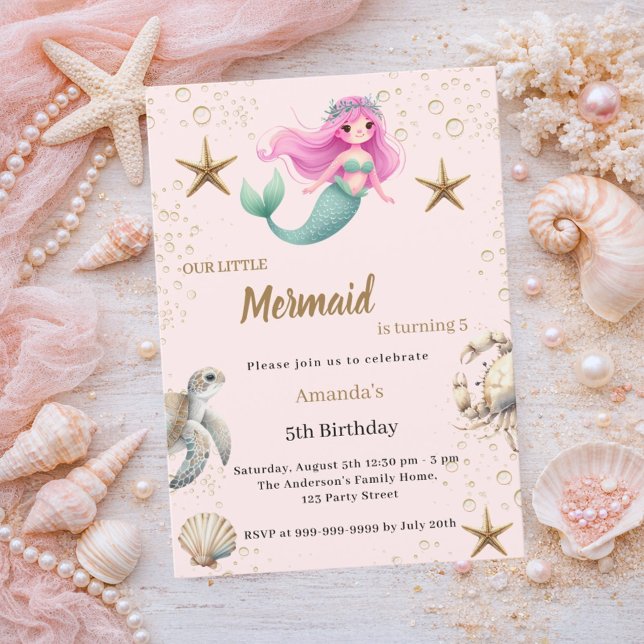 Mermaid Under the sea ocean animals Birthday Invitation (Creator Uploaded)