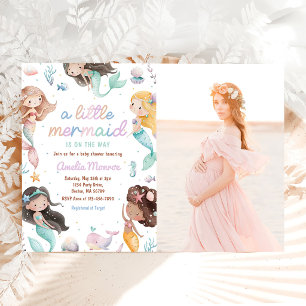 Mermaid Under The Sea Ocean Baby Shower Photo Invitation
