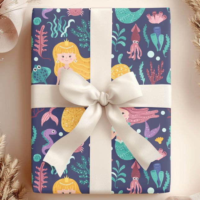Mermaid Under The Sea Ocean Birthday Wrapping Paper (Creator Uploaded)
