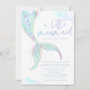 Mermaid Under The Sea Ocean Girl Baby Shower Invitation