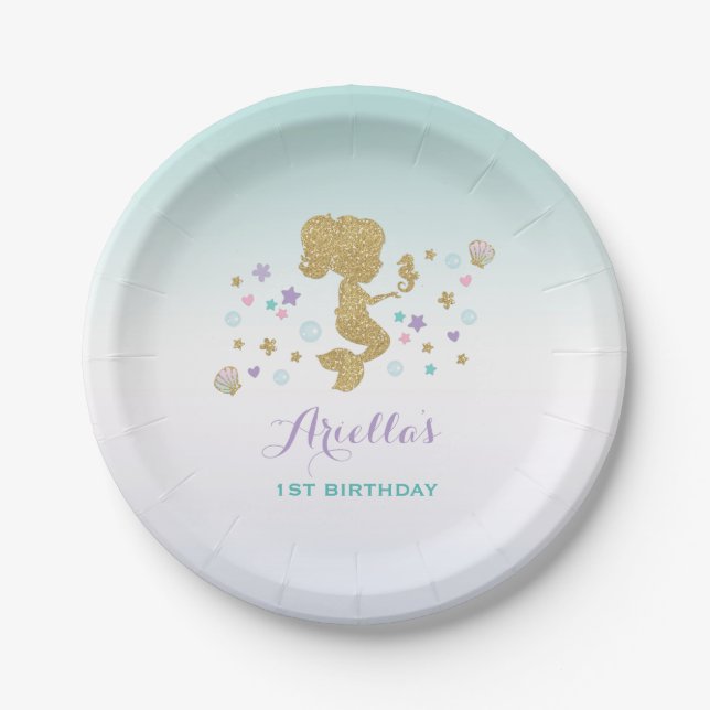 Mermaid Under The Sea Paper Plate 7" Paper Plates (Front)