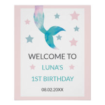 Mermaid Under the Sea Pastel Girl Welcome Birthday