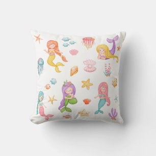 Mermaid Under The Sea Pattern Cushion