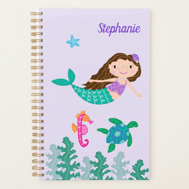 Mermaid Under The Sea Personalised Purple Planner (Front)