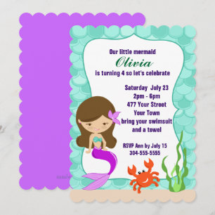 Mermaid Under The Sea Pool Party Invitation