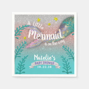Mermaid Under the Sea Rose Gold Girl Baby Shower Napkin