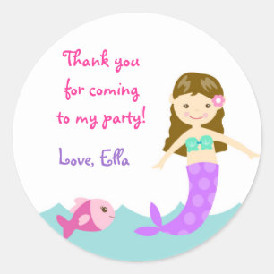 Mermaid Under The sea Round Favour Stickers