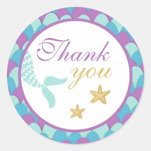 Mermaid Under The Sea Sticker Cupcake Topper (Front)