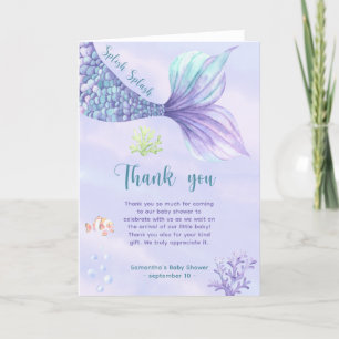 Mermaid Under the sea Thank you Baby shower Card