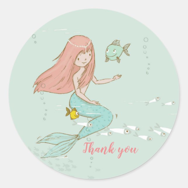 Mermaid Under the Sea Thank you stickers (Front)