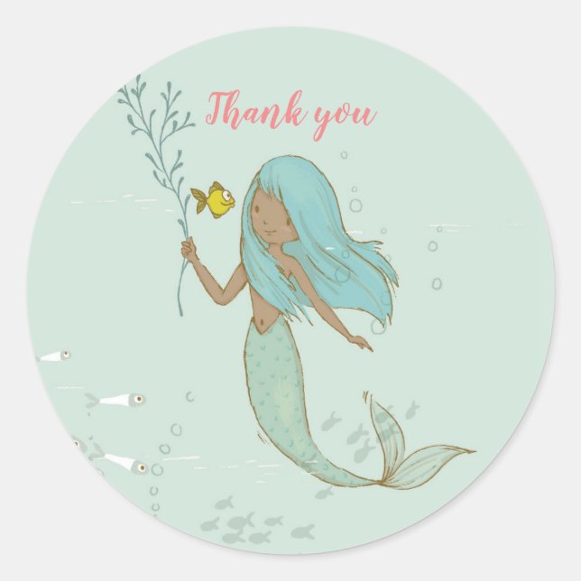 Mermaid Under the Sea Thank you stickers (Front)