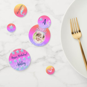 Mermaid under the sea watercolor ocean kids party confetti
