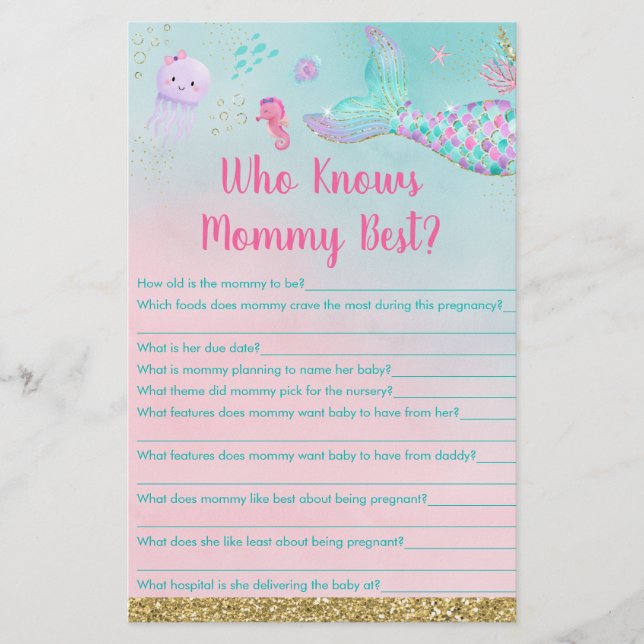 Mermaid Under The Sea Who Knows Mummy Best Game (Front)