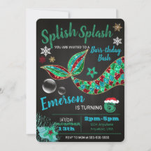 Mermaid under the sea, winter, Christmas invite