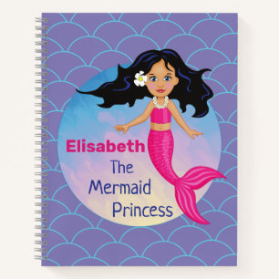 Mermaid under the water pink water waves beautiful notebook