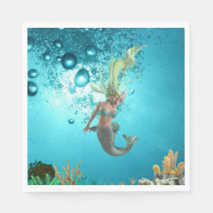 Mermaid Under Water Napkin