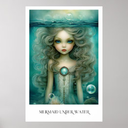 Mermaid Under Water Poster