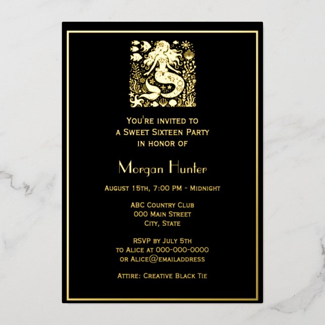 Mermaid Under Water With Friends Sweet Sixteen Foil Holiday Card (Front)