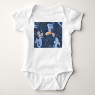 Mermaid Underwater Sea Seamless Illustration Baby Bodysuit