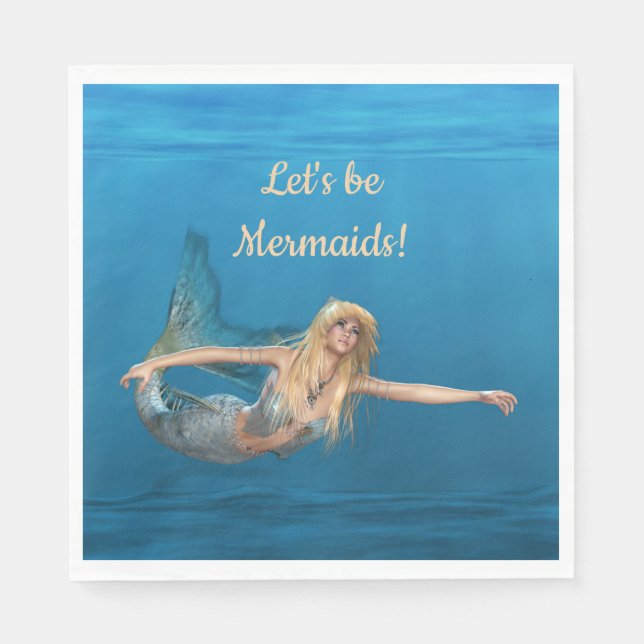 Mermaid Underwater Turquoise Party Napkins (Front)