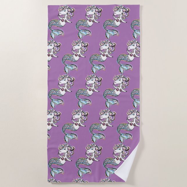 Mermaid Unicorn Beach Towel (Front)