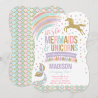 Mermaid & Unicorn Birthday Invitation Magic Party