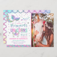 Mermaid & Unicorn Birthday Invitation Magic Party