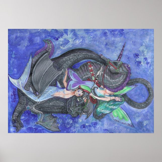 Mermaid Unicorn Dragon Elf Fairy Fantasy Magic Poster (Front)