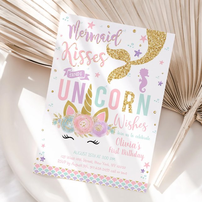 Mermaid Unicorn Girl Birthday Invitation (Creator Uploaded)
