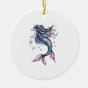 Mermaid Unicorn Hybrid (1) Ceramic Tree Decoration