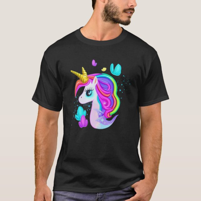 Mermaid Unicorn Mix Cute Magical Fantasy Creature  T-Shirt (Front)
