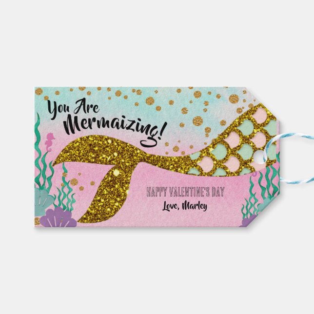 Mermaid Valentine Tag  (Front (Horizontal))