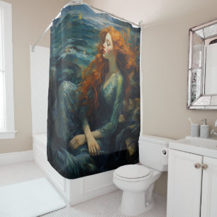 Mermaid Van Gogh Style Shower Curtain