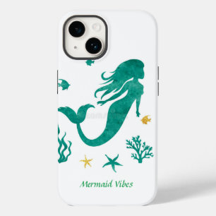  Mermaid Vibes White and Teal  Case-Mate iPhone 14 Case