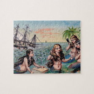 Mermaid Vintage Antique Magic Nautical Jigsaw Puzzle