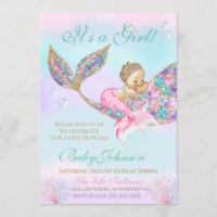 Mermaid Vintage Baby SHower Glitter Tail