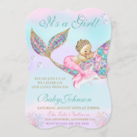 Mermaid Vintage  Baby SHower Glitter Tail