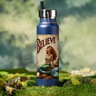 Mermaid Vintage Believe Ocean Myth Water Bottle