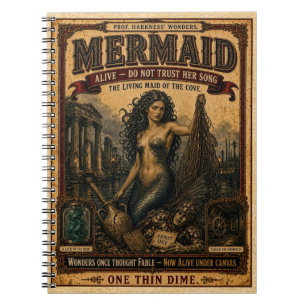 Mermaid, Vintage Circus Monster Notebook