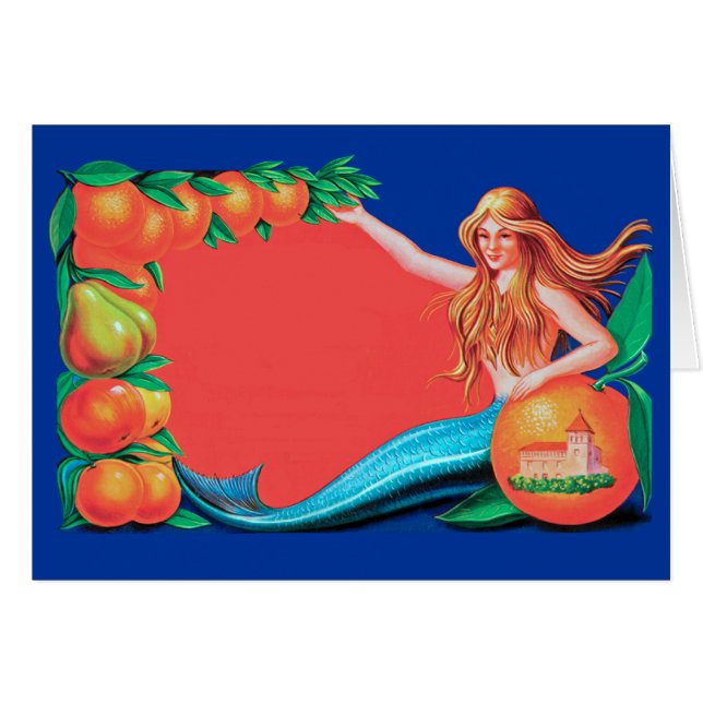 Mermaid Vintage Fruit Crate Art Card (Front Horizontal)