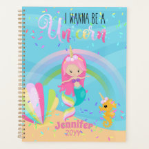 Mermaid Wanna Be A Unicorn Girls Journals