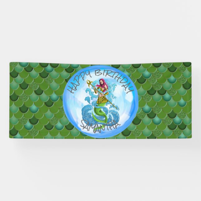 Mermaid Warrior Green Scales  Banner (Horizontal)