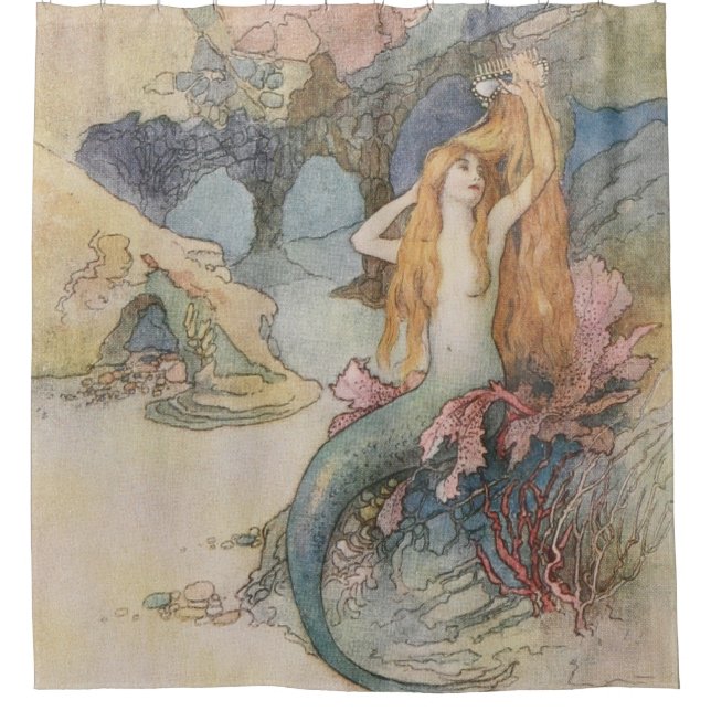 Mermaid  Warwick  Goble Shower Curtain (Front)