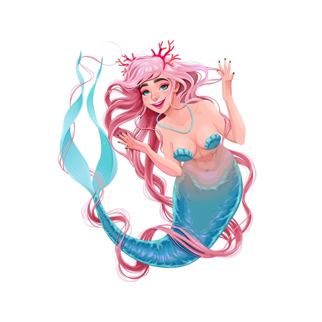 Mermaid Watch (Illustration of a smiling white mermaid.)