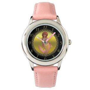 Mermaid water creature with a yellow and pink tail watch