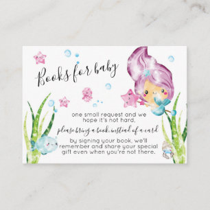 Mermaid Watercolor Baby Shower Books for Baby Enclosure Card