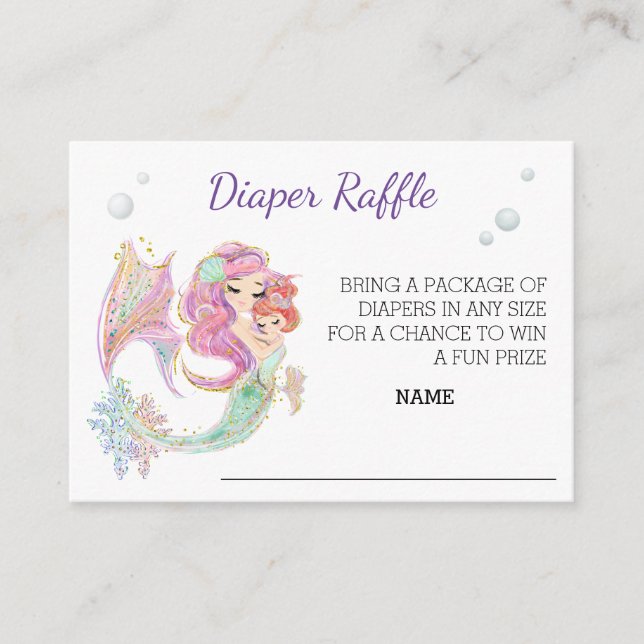 Mermaid Watercolor Books for Baby Shower  Enclosure Card (Front)