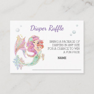 Mermaid Watercolor Books for Baby Shower Enclosure Card
