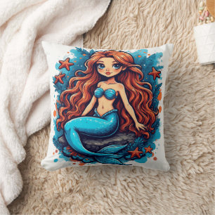 mermaid Watercolor Cushion